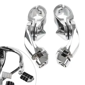 22shopde 550742893045 Us Chrom 1 1/4ftft 32mm Angled Adjustable Highway Foot Peg Mount Kit For Harley