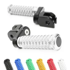 Cl6aafpfg96m25bkpolecl723357 Aaracing Silver M-grip 1 Inch Cnc Adjustable Front Foot Pegs For Yamaha Xsr 900 16 17 18 19