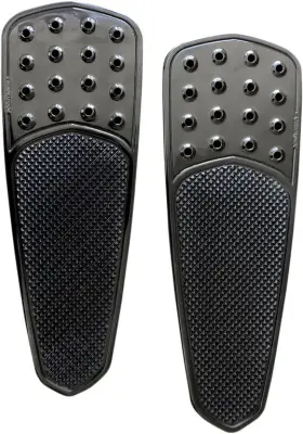 Fbf01-kdtb Accutronix Knurled Drilled Teardrop Front Floorboards - Black Motorcycle