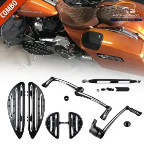 Astradepot 934639117993 Black F/r Floorboards Ignition Cover Shifter Levers For Harley Touring 14-19