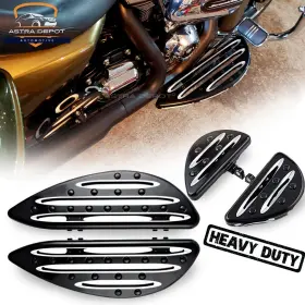 Astradepot 934668119272 Black Cnc Driver Passenger Floorboards For Harley Touring Road King Street Glide