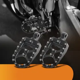8a4nqk Bfo Black Cnc Wide Fat Foot Pegs Mx Style Footpegs For Harley Dyna Sportster New