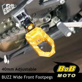 Bo-pfpfg6539mmbkp04gd2001d002 Bob Moto Buzz 40mm Lower Gold Front Wide Footpegs For Suzuki Gsx-r250 Gsx250r 17-19 18