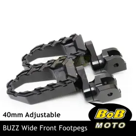 Bo-pfpfg6839mmbkp04bk2001d001 Bob Moto Buzz 40mm Lower Black Front Wide Footpegs For Suzuki Inazuma Gw 250 13-17 16 15
