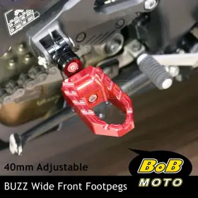 Bo-pfpfg8839mmbkp04rd2001d003 Bob Moto Buzz 40mm Lower Red Front Wide Footpegs For Triumph Street Triple Rx 15-18 17 16