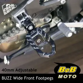 Bo-pfpfg9139mmbkp04bk2001d002 Bob Moto Buzz 40mm Lower Black Front Wide Footpegs For Yamaha Mt-03 06-12 11 10 09 08 07