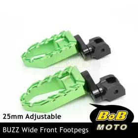 Pfpfg4724mmbkp04graipn001 Bob Moto For Kawasaki Zx-6r 636 Ninja 13-20 19 Buzz 25mm Extend Front Foot Pegs Green