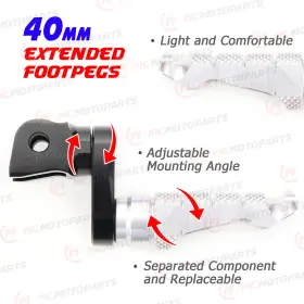 Clcrfpfg0340mmbkmccpsicc001 Createmotor Silver Mccp Front Foot Pegs 40mm Lower For Aprilia Rsv4 09-17 16 15 14 13 12