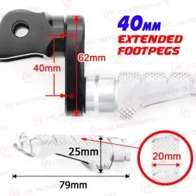 Clcrfpfg9140mmbkmccpsicc002 Createmotor Silver Mccp Front Foot Pegs 40mm Lower For Yamaha Mt-03 06-12 11 10 09 08 07
