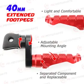 Clfafpfg1640mmbkmccprdsn002 Createmotor Red Mccp 40mm Extension Front Footpegs For Ducati Gt 1000 /touring All Year