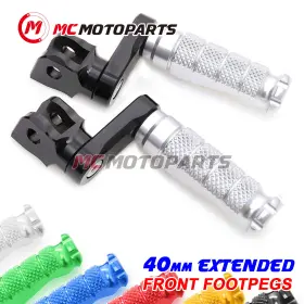 Clfafpfg5940mmbkmccpsisn001 Createmotor Silver Mccp 40mm Extension Front Footpegs For Suzuki Gsxr 1000 00-04 03 02 01