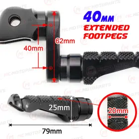 Vvrfpfg1140mmbkmccpbkcl47001 Createmotor For Bmw R1100gs 94-95 Mccp 40mm Extended Black Front Foot Pegs