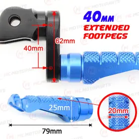 Vvrfpfg9340mmbkmccpbucl47001 Createmotor For Yamaha Fz 750 85-91 90 89 88 87 86 Mccp 40mm Extended Blue Front Foot Pegs