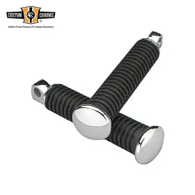 12987 Custom Chrome End Cap Style Extended Pegs For Forward Controls Fits Harley Softail