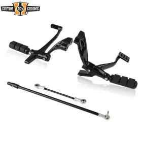 38001003 Custom Chrome Glossy Black Forward Controls Pegs Lever Linkage Fit For Harley Sportster 14-22