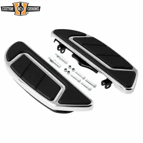 38024008 Custom Chrome / Tour Ease Anti-slip Rider Footboards Floorboard Kit Fit For Harley Touring Softail