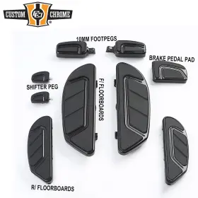 38026003 Custom Chrome / Tour Ease Gloss Black Footboard Floorboard Brake Pedal Shift Peg Fit For Harley Touring