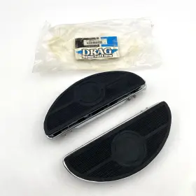 17-0418l Drag Specialties Half-moon Floorboards With Vibration Inserts Harley Softail