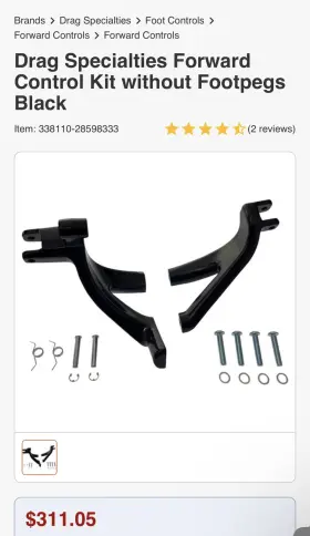 232990 Drag Specialties Forward Control Kit Black Harley Davidson Softail-brackets Only