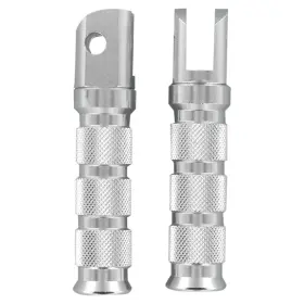 50-11241 Emgo Round Style Footpegs - Rider Silver