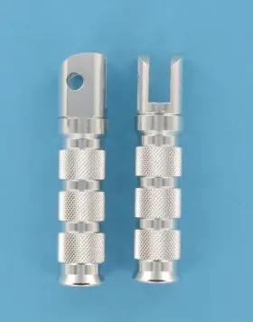 50-11321 Emgo Round Style Footpegs - Passenger Silver