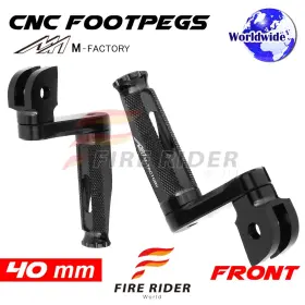 Aarfpfg9540mbkmfpbkcl722001a Fireriderworld 40mm Adjustable Black Rider Foot Pegs Shinobi For Mt-07 Fz07 13 14 15 16 17 18 1