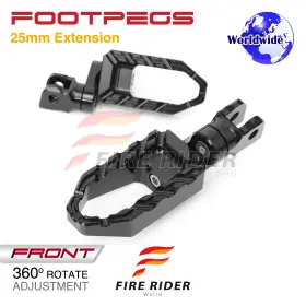 F-fpa03024mmbkp04bk105001a011 Fireriderworld For Harley Davidson Fxdr 114 18-19 Buzz 1 Inch Riser Rider Touring Foot Pegs