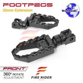 F-fpa10024mmbkp04bk105001a002 Fireriderworld For Kawasaki Er-6n 09-12 11 10 Buzz 1 Inch Riser Rider Touring Foot Pegs