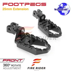 F-fpa15024mmbkp04bk105001a022 Fireriderworld For Honda Vfr 400 90-93 92 91 Buzz 1 Inch Riser Rider Touring Foot Pegs