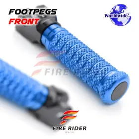 Fuk-fpa150bkpolebu205001b059 Fireriderworld For Kawasaki Ninja 400 18-22 21 20 19 M-grip Front Rider Foot Pegs Blue