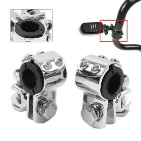 Flashbuyeasyusa 424124558122 Motor 1 Inch 1.25 Highway Bar Foot Pegs Mount Clamps Bracket Set For Harley Chrome