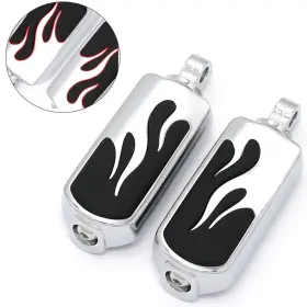 68982 Gbmotopro Chrome Pegs Flame Pattern 10mm Foot For Harley Touring Softail Sportster