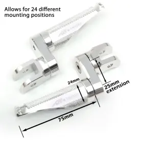 Fpfg02m25simfpxxxgsuspn005 Gstar Mfp 1 Inch Lowering Silver Front Foot Pegs Fit Sl1000 Falco 99-02 03 04 05 06
