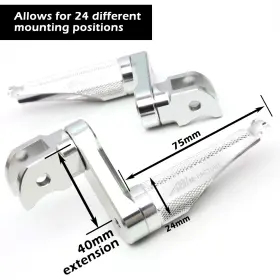 Fpfg75m40simfpxxxgsuspn283 Gstar Mfp 1.5 Inch Lowering Silver Front Foot Pegs Fit Speed Triple 955i 99-02 03 04
