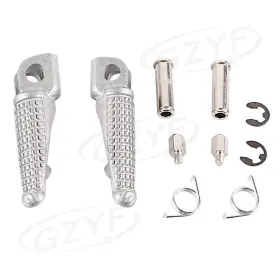 Gzyf 550742507904 Pair Front Footrest Foot Peg Assembly Fits Kawasaki Z1000 2007-2013 Z750 Silver