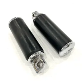 91821-85 Harley-davidson Oem Cushion Bar And Shield Wide Rear Passenger Rubber Chrome Foot Pegs Pair