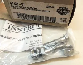 94139-01 Harley-davidson Oem Chrome Hardware 1.5 Inch Bolts Nuts For Male Mount Footpegs