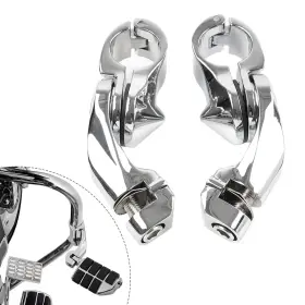 Hkseller-au 550756838919 Us Chrom 1 1/4ftft 32mm Angled Adjustable Highway Foot Peg Mount Kit For Harley