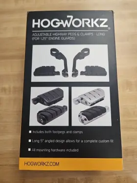 Hw157031 Hogworkz 4910403 Black Long Angled Adjustable Highway Foot Pegs With 1 1/4 Inch Clamps -