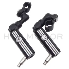 Semt216-082 Httmt 216-121-bk Gear Skull 1 Inch 25mm Footpeg Mounting Kit Chrome Short Angled Black
