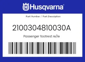 2100304810030a Husqvarna Genuine Passenger Footrest Re/le - 2100304810030a Husqvarna Genuine Passenger Footrest Re/le -