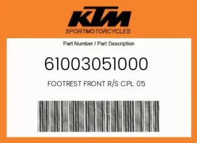 61003051000 Ktm Genuine Footrest Front R/s Cpl. 05 -