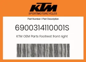 6900314110001s Ktm Genuine Footrest Front Right -
