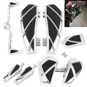 03002-0022c-adf3 Lenkdou Chrome Floorboards Footboards For Harley Softail Touring Road King Electra Glide
