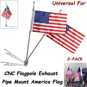Mp00-000-1000 Lenkdou Us Flag America Flagpole Exhaust Pipe Mount Universal For Harley Touring