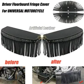Mp03-002-0076l1 Lenkdou Pair Motorcycle Floorboard Fringe Pu Leather Covers Universal Foot Pedal Tassels