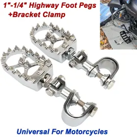 Mp03-004-0027-kle Lenkdou Motorcycle 1-1.25 Inch Highway Engine Mx Foot Pegs Mount Footrest Chrome For Harley
