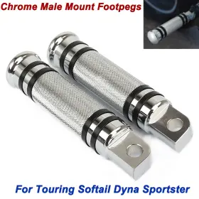 Mp03-008-0009cleus Lenkdou 1 Pair Chrome Male Mount Foot Pegs For Harley Touring Softail Sportster Xl883