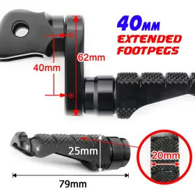Fpa17040mmbkmccpbkmfksn1022f M-fcatory Black R-fight Front Foot Pegs 40mm Lower For Yamaha Mt-09 / Tracer 900 13-20 19