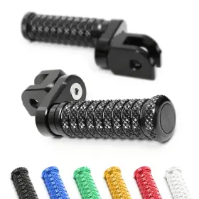 Bmhfpfg44m25bkpolepn23201 Mc Motoparts Black M-grip Front 1 Inch Extended Foot Pegs For Kawasaki Z250 13 14 15